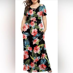 Brand new maxi dress with Hawaiian flower pattern